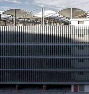 View of the 6-floor parking building at Alicante Airport.